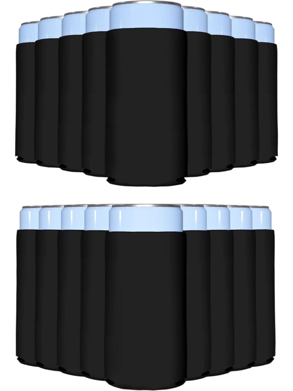 100 Pack Black Slim Can Cooler Sleeves | Customizable Insulated Drink Holders